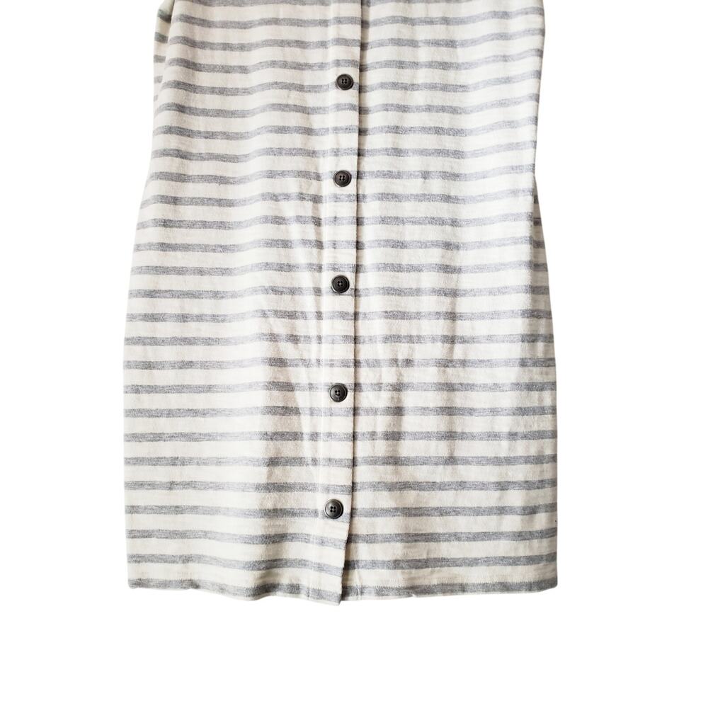 Madewell Striped Button Back T Shirt Mini Dress Gray/Cream Size Small - Picture 7 of 9